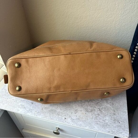 Nuovedive Italian Tan Brown Sienna Leather Satchel Purse Bag - Picture 7 of 10